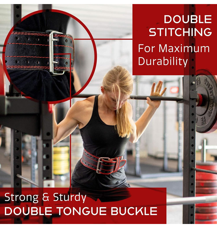 Dark Iron Fitness Weight Lifting Belt for Men & Women - 100% Leather Gym Belts for Weightlifting, Powerlifting, Strength Training, Squat or Deadlift Workout up to 600 Lbs