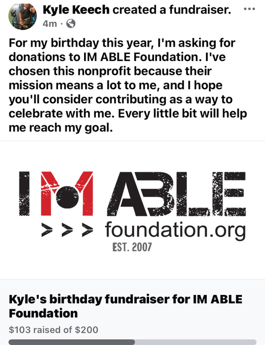 Donate to the IMABLE Foundation for my Birthday!