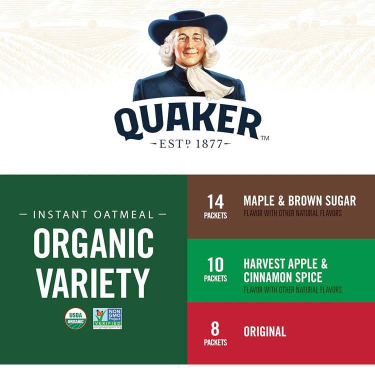 QUAKER Instant Oatmeal, USDA Organic, Non-GMO