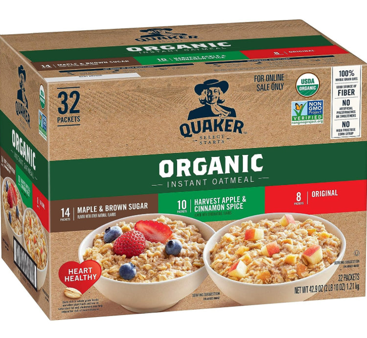 QUAKER Instant Oatmeal, USDA Organic, Non-GMO