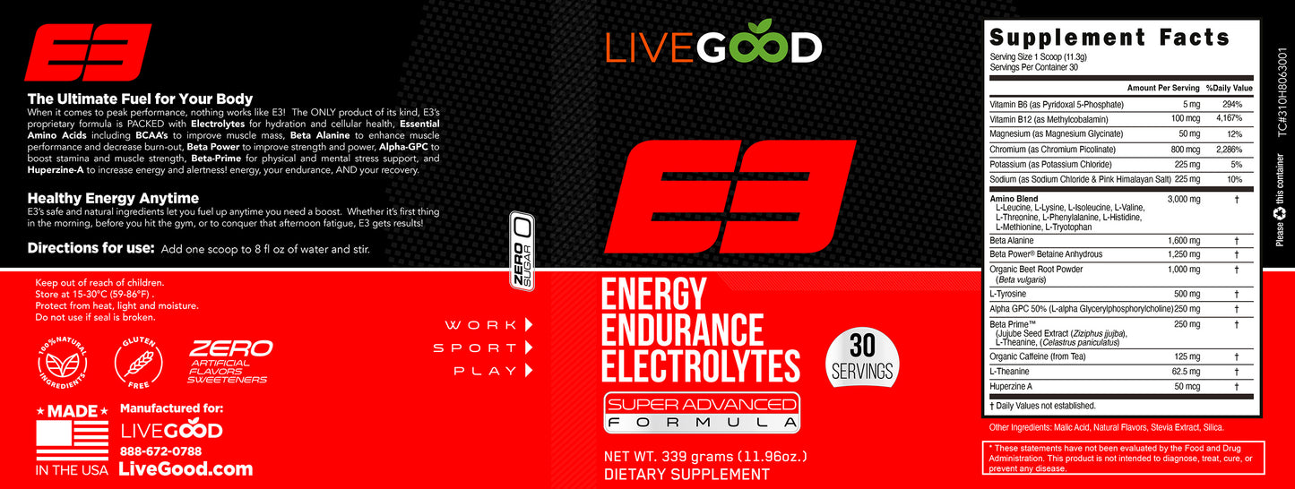 E3 - ENERGY, ENDURANCE, ELECTROLYTES