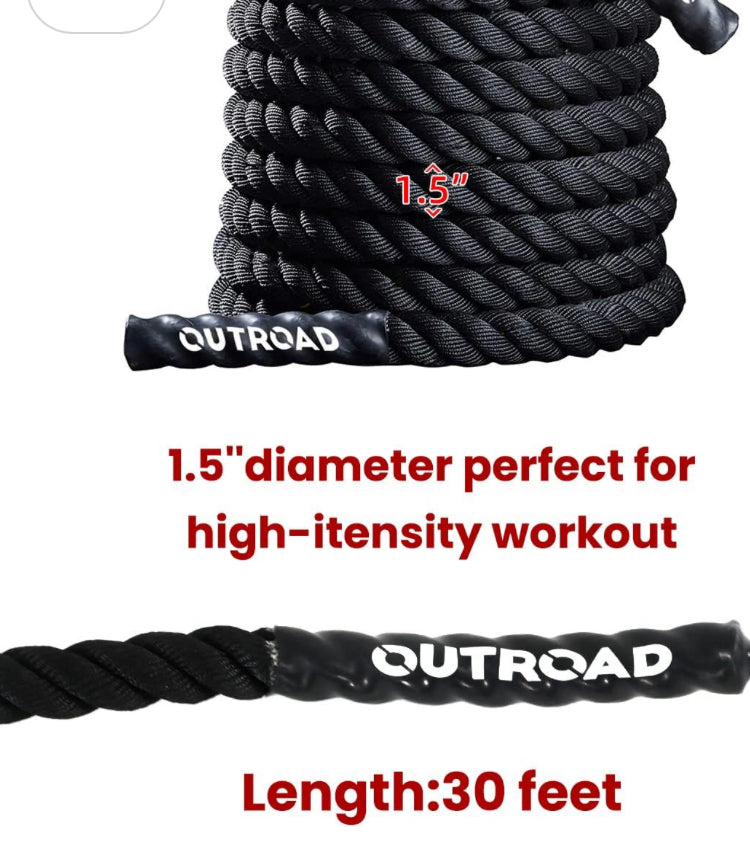 Outroad Battle Rope, 1.5" Diameter 30ft Poly Dacron Workout Exercise Training Heavy Rope