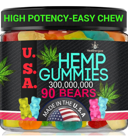 Hemp Gummies Bears Sleep Gummies Calm, Muscles, Discomfort, Skin-Peace and Relaxation, Fruity Flavors, Natural Hemp Oil Gummy Bears Edibles-Made in USA-90 Bears