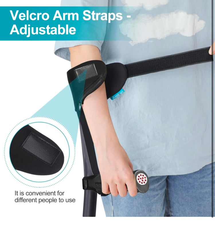 Arm Crutches for Adults, Crutches for Walking, Have Adjustable Forearm Crutch Pads, Folding Forearm Crutches, with Four Corner Base Prevent Slipping , Suitable for Old People, Lame People (Black)