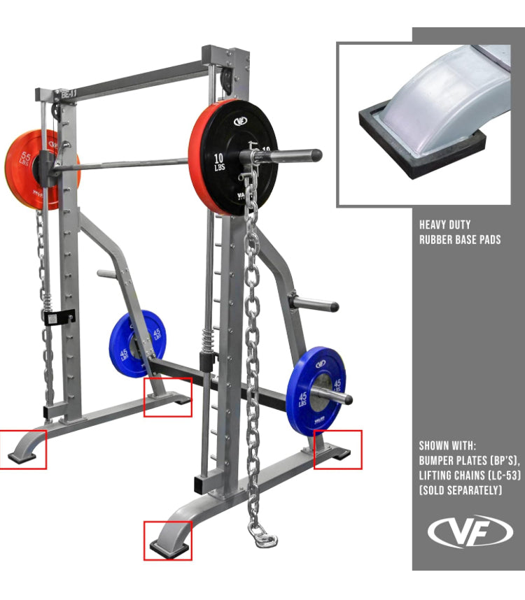 Valor Fitness Multi-Function Smith Machine Power Cage - 500lb Squat Rack or Bench Press Station - 2" Plate Storage Pegs- Attached Sliding Knurled Barbell - Total Body Workout