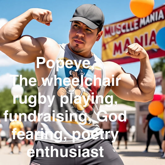 Popeye, the wheelchair rugby playing, fundraising, God fearing, poetry enthusiast